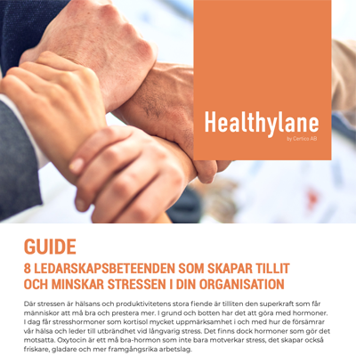 Knutna händer med Healthylanes logga